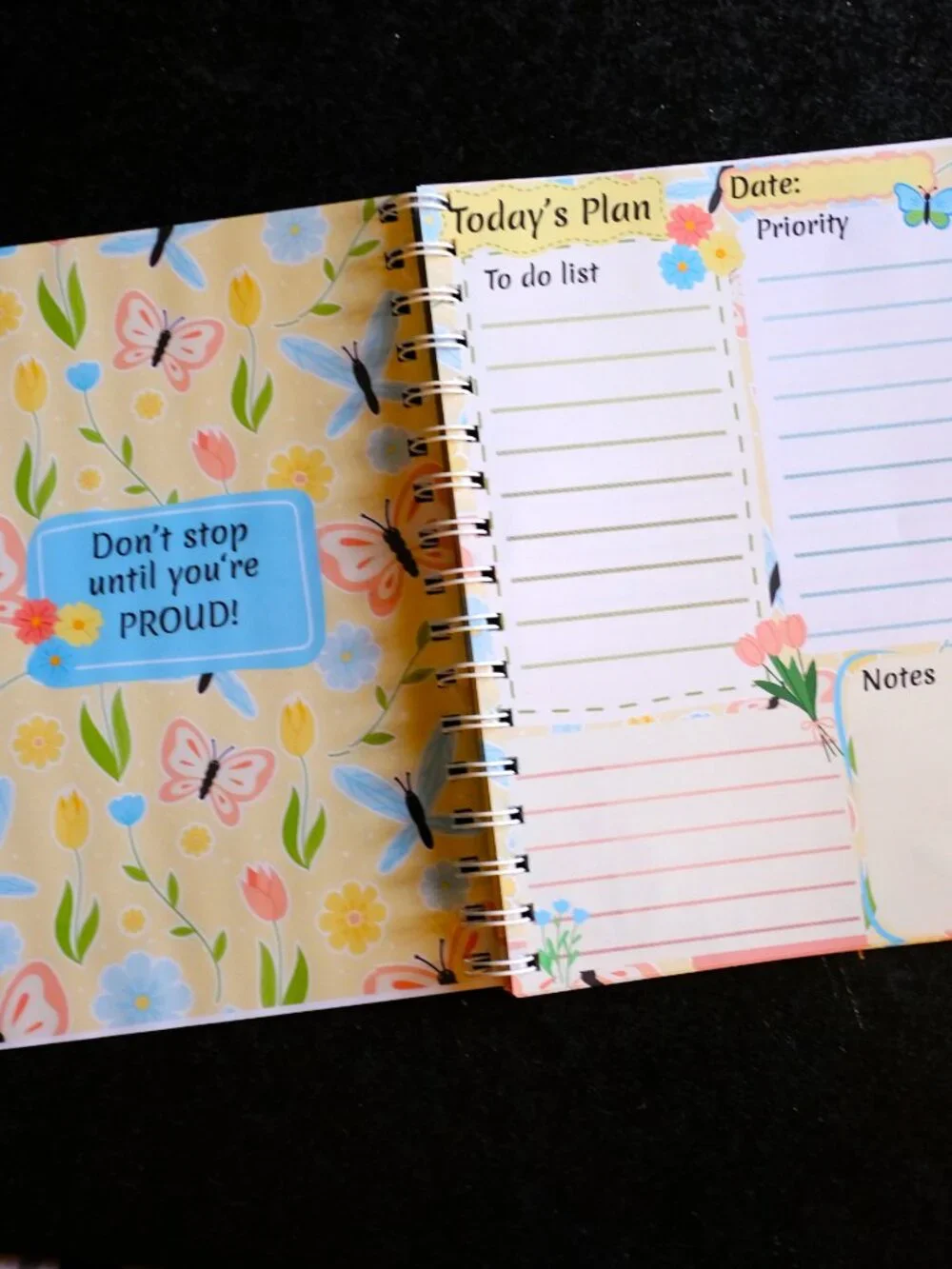 Handmade Colorful Daily Planner Bound Notebook, book, notes, gift, yellow, butte